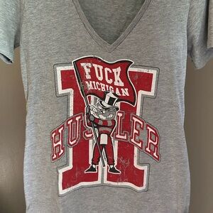 Fck Michigan Large womens Hustler deep V-neck tee
